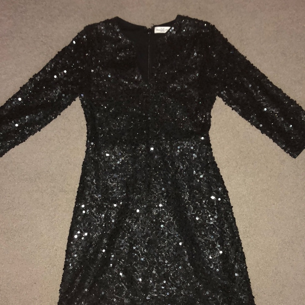 black sequin dress with keyhole detail